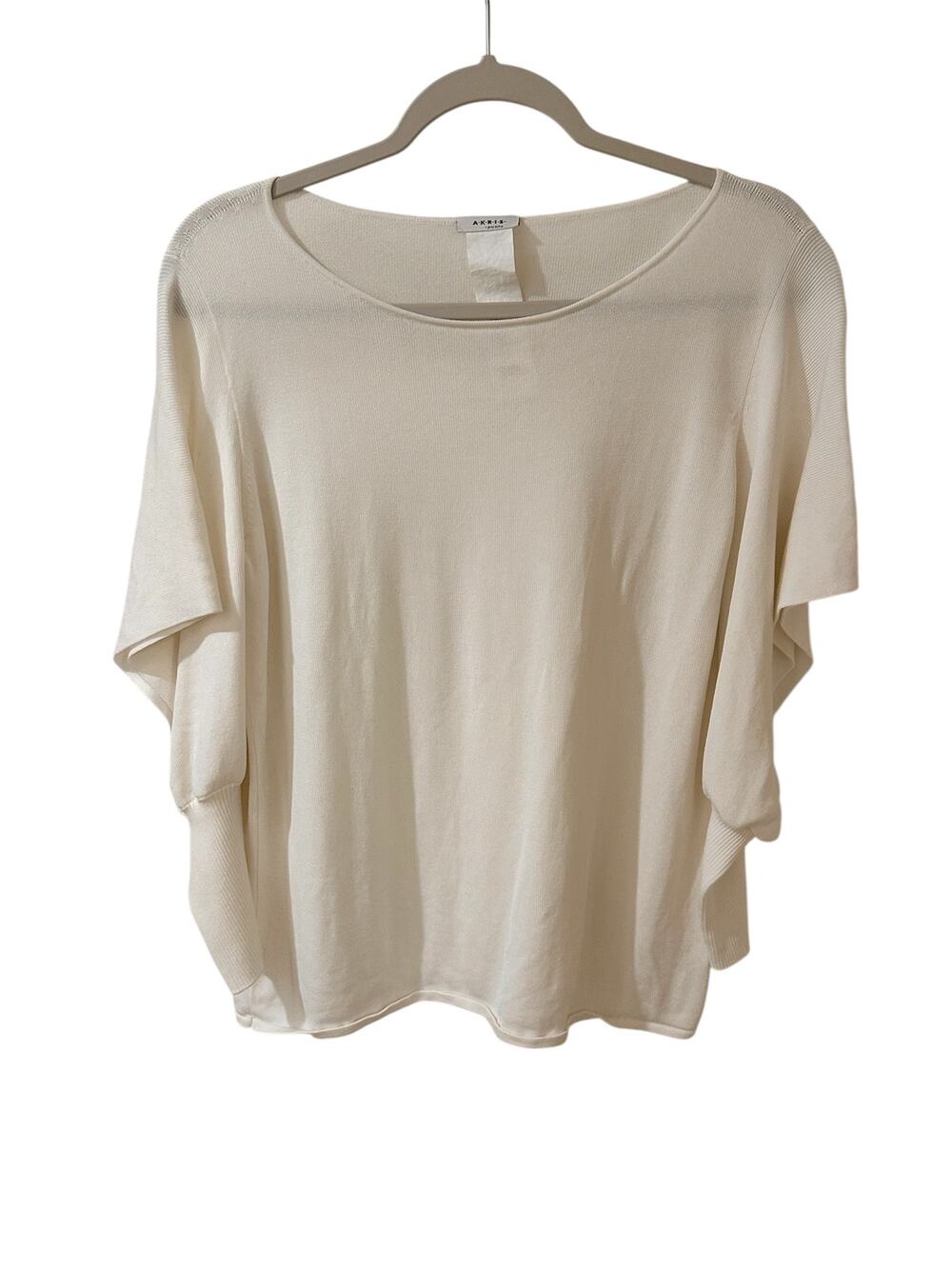 Akris Punto Switzerland White Cold Sleeve Top Off White, size 10